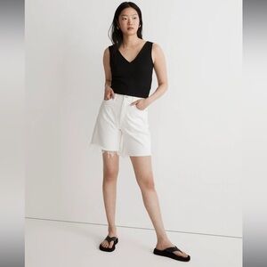 Madewell V-neck Sleeveless Crop Top Black Women’s Size M NWT Seersucker …